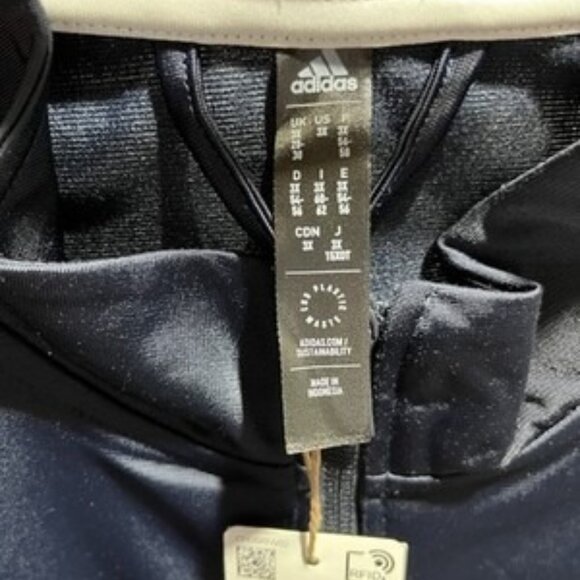 NWT Adidas Size 3X Dark Navy Blue Legend Ink Triple Stripe Track Full-Zip Top - Picture 7 of 9
